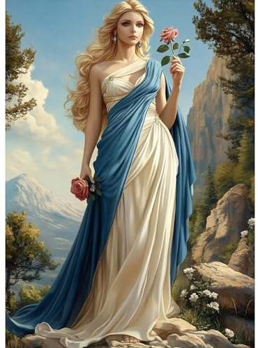 MAXBYE Diamond Painting 5D Elegant Goddess Diamond Art Kits, Round Full Drill Gem Cross Stitch for Adults Beginner, DIY Crystal Art Craft Gifts Home Wall Decor 30x40cm