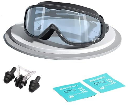 HSTWODE 1 styck anti-dimma simmask med synstyrka – 1,5 till -8,0, simglasögon anti-dimma-UV-skydd, vuxna polariserade simglasögon, lämplig för män och kvinnor (svart, -1,5)