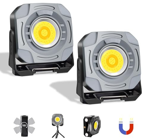 MASMEJOR Foco LED Recargable (2pcs), 1500LM, 4000mAh, Magnético, 7 Modos