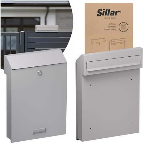 Sillar Buzón Exterior para Valla Doble Cara – Inserción Delantera y Recogida Trasera – Acero Galvanizado, 4 Llaves y Mirilla, 28,5x41 cm, Plata