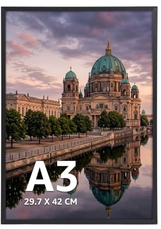 Giftgarden Black A3 Picture Frame with Anti-Mould Backing, Aluminium A3 Photo Frame for Posters, Art Prints, Certificates, Horizontal or Vertical Hanging for Home Office Decor