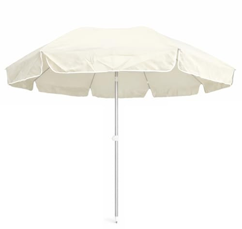 DANYX Ombrellone XXL Mare Spiaggia 240cm Palo Alluminio Stecche Fibra di Vetro Antivento Protezione UV50+ Inclinabile con Custodia e Punta a Trivella (Ecrù)