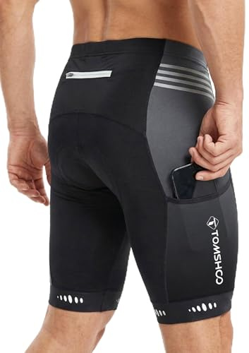 TOMSHOO Cykelbyxor herr med 4D vadderade, andas, snabbtorkande, svart-grå, XL