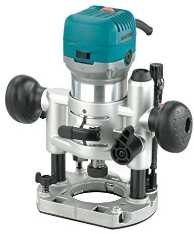 KATSU Electric Hand Wood Trimmer Laminator Router Joiners Tool Set 110V 710W with 3 Bases (Trimmer, Plunge, and Tilt) + 2 Chucks Collets 1/4 and 3/8