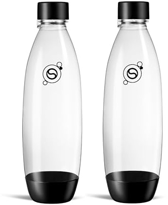 SodaStream Black 1L Slim Carbonating Bottles Twin Pack, Pack of 2