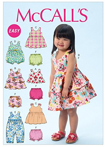 Magnifiques Robes, Barboteuse et Culotte modèle McCall Mc6944 CAA, pour gosses, Tailles 1/2–2 – 3–4