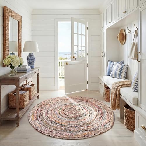 Safavieh Tapis Boho pour Salon, Salle à Manger, Chambre à Coucher - Cape Cod Collection, Tapis à Poil Court, Multi, 180 x 180 cm