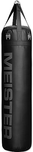Meister 100lb Filled Heavy Bag for Boxing, MMA & Muay Thai - 60 Professional Kicking & Punching Bag - Black