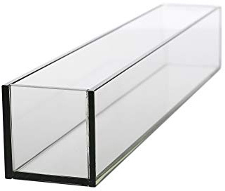 WGV Rectangle Plate Vase, Length 24, Width 4, Height 4, Glass Container, Floral Dispaly, Candy Holder, Planter Terrarium for Wedding Party Event, Home Office Décor, Clear, 1 Piece