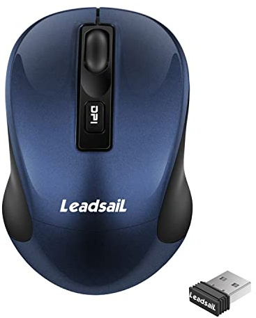 LeadsaiL Wireless Slim Cordless Mouse, 2.4G USB Optical Mouse with 4 Buttons, Less Noise for Laptop, Desktop, MacBook