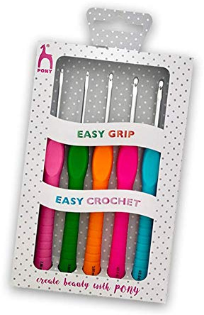 Pony Easy Grip, Easy Crochet, 5 Häkelnadeln, 2,0–4,0 mm