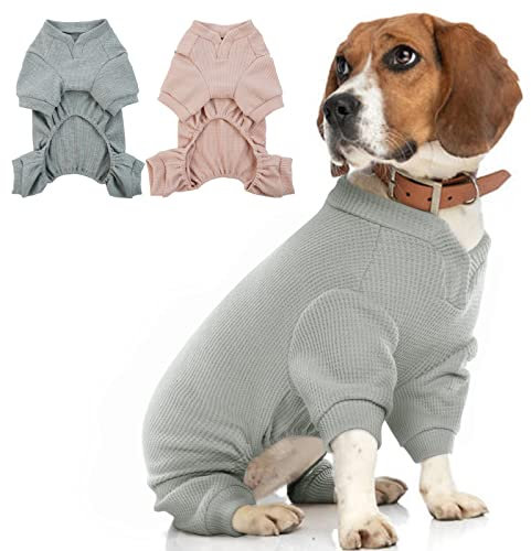 Hjumarayan Hunde Kleidung Kleine Mittelgroße Große Hunde Jacke, Warm Hundeoverall mit Beinen, Schöne Hunde Schlafanzug Hund Beruhigungsweste Hunde Erholungsanzug für hundebody nach Op, Grau, XL