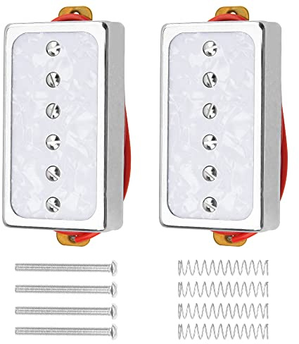 Yootones - Juego de 2 pastillas para guitarra eléctrica, compatible con guitarra eléctrica Les Paul P90 estilo Humbucker (perla blanca)