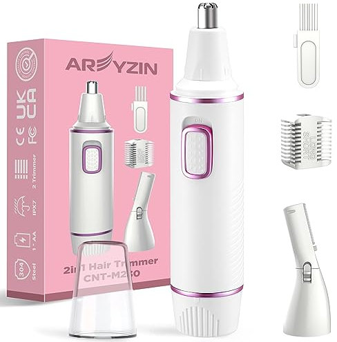 Painless Nose Hair Trimmer for Women 2025 Upgrade Nose Trimmer Ladies Noses Hair Trimmer Dual Edge Blades,Battery(Included)-Operated with IPX7 Waterproof for Easy Cleansing