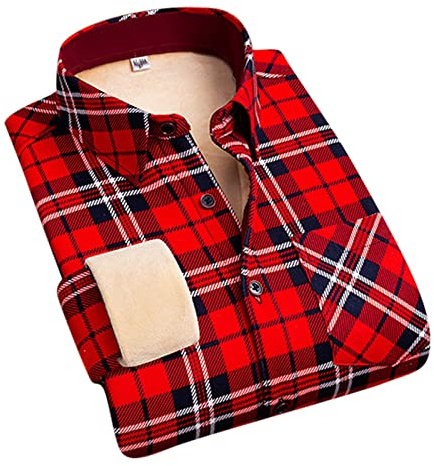 Karierte Bluse Damen Flanell Thermo Oversize Herbst Winter Langarm Jacke Gefüttert Plüsch Hemdjacke Hemdjacke Fleecehemden Blusenjacke Hemd Blusen