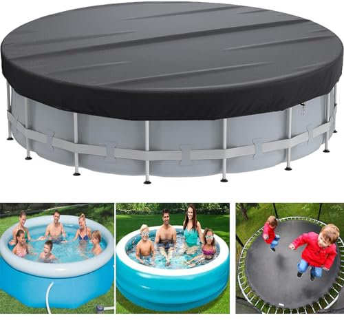 Cobertor Piscina Invierno 550, Lona Cubre Piscina, 420D Oxford Cubierta Piscina Redonda Resistente Al Agua A Prueba De Polvo con CordóN Y Clavos De Tierra Cubiertas para Piscinas