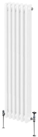 Radiatore Termosifone a 3 Colonne 1500 x 292mm Moderno Centralizzato Bianco in Acciaio Inox Verticale a Parete Cucina Soggiorno Bagno Kit di Fissaggio e Spazzola Inclusi