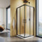 SUNXURY Cabina de ducha de 76 x 76 x 195 cm, entrada esquinera con puertas correderas dobles, marco negro, 5 mm, cristal de seguridad (ESG) transparente, montaje en plato de ducha o azulejo