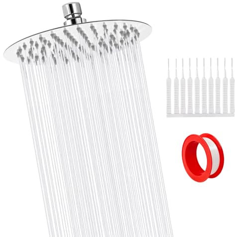 Duschkopf Regendusche 8 Zoll(20cm), 360° Verstellbar Regendusche Duschkopf, Dusche Kopfbrause, Runder Regenduschkopf Edelstahl Duschkopf Edelstahl mit Reinigungsbürsten