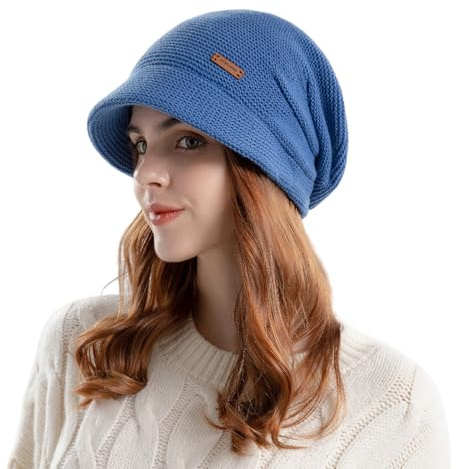 AYPOW Donna Cappello Slouchy Invernale con Tesa, Berretto Termico Caldo Foderato in Pile, Berretto Cappelli con Protezione per Le Orecchie Pullover, Cappello Invernale da Esterno per Donna