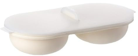 XNSHUN Cuiseur à œufs au micro-ondes - En forme d'œufs pochés - Pour 4 œufs pochés - Outil de cuisine - Sans BPA (2 compartiments)