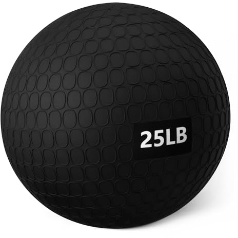 Amazon Basics Heavy-Duty Slam Medicine Balls for Exercise, Weighted Design, 20lb, Black, 2-Pack