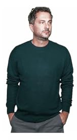 Capri Cashmere Uomo 100% Puro Cashmere Pullover Girocollo - Peso Invernale (Verde, XXL)