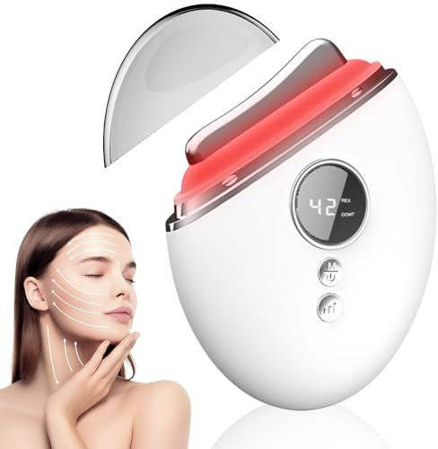 Mineup EMS Gua Sha, Massaggiatore Elettrico per il Viso, Massaggiatore Viso con 3 modalità intelligenti, Gua Sha Viso con luce rossa, blu, verde per rassodare la pelle Anti rughe Anti invecchiamento