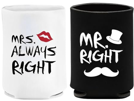 Fundas aisladas para bebidas, envolturas para latas de cerveza, juego de enfriador de botellas, soportes de neopreno Mr and Mrs, accesorios de al aire libre, mangas para picnic, camping