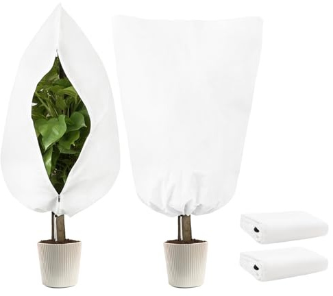 Lishang 2PCS Telo Copri Piante Antigelo Telo Protezione Piante Inverno Protezione dal Gelo con Coulisse e Cerniera 120x180cm Bianco