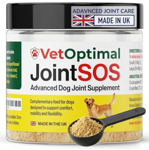 vetoptimal JointSOS Hip and Joint Supplement for Dogs – Advanced Mobility Support for All Breeds – Collagen, Green Lipped Mussel, Glucosamine, Hyaluronic Acid – Cartilage & Flexibility Formula