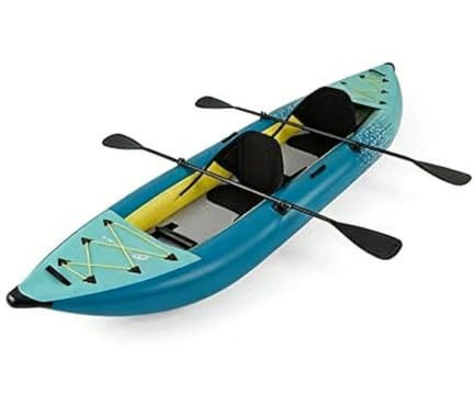 GOPLUS Kayak Inflable para 2 Personas – Portátil, Resistente y con Accesorios Completos – 381 cm, Soporta 230 kg (Verde)