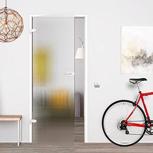 S-709D-WCE: Glasdrehtür, ESG Glas 709x1972x8mm, DIN links & rechts, satiniert, mit Beschlag inkl. Schlosskasten WC einwärts