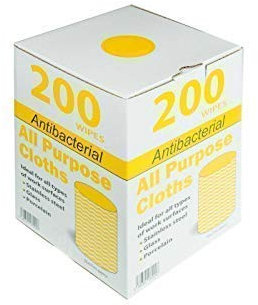 We Can Source It Ltd - Sheet J Type Antibacterial Cleaning Cloth Roll with Easy Dispenser Box – Multi-Purpose Surface Wipes for Catering, Kitchen, and Commercial Cleaning – Yellow - Pack of 200