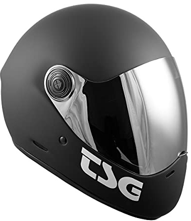 TSG - Pass Pro Full-face Helmet w/Two Visors | Performance Helmet for Downhill Skateboarding, E-Skating, E-Onewheeling, Longboarding | Compact, Aerodynamic | Scratch Proof Visor, Matt Black, Medium