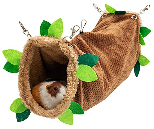 Guinea Pig Tunnel Hammock - Soft Fleece Rat Hammock Hideout for Hamster Ferret Chinchilla Hedgehog Squirrel Small Animals - Swing Pet Hammock House Habitat Cage Accessories for Playing Sleeping