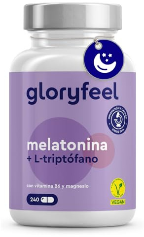 Triptofano con Melatonina y Magnesio - 240 Cápsulas - Melatonina Complex con Vitamina B6-120 noches Máxima Dosis Sueño - Para dormir bien - 100% natural, efectivo y vegano