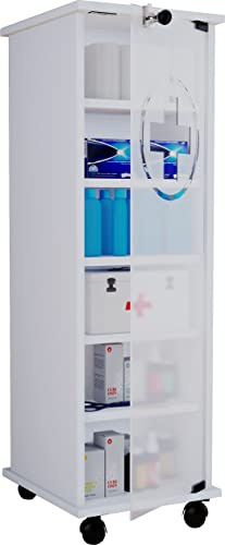 VCM Medizinschrank, Maße ca. H. 98 x B. 31 x T. 35 cm, Apothekerschrank abschließbar, rollbar, Arzneischrank - Nilusa