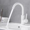 Auralum Wasserhahn Bad mit 60CM Schlauchs,360°Drehbar Waschtischarmatur,Mischbatterie Einhebelmischer aus Messing,Armaturen für Badezimmer/Kleine Küchenspüle,Weiß