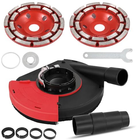 Youyijia Absaughaube 125/150mm Universal Absaughaube Absaugung Sanierungsfräse mit 2 Diamantschleiftöpfe zum Staub Absaugen beim Schleifen Bürsten Auswechselbar für Winkelschleifer für Schleifarbeiten