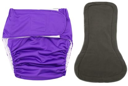Reusable Adult Cloth Diapers with Diaper Inserts - Waterproof Nappy Reusable Washable Incontinence Care Protect (Purple(1 Pack), X-Large)