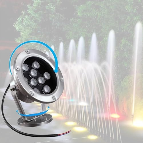 Kanduo LED-poolbelysning Röd LED undervattensdammljus, roterbar undervattensspotlight, LED-infälld poollampa, undervattensdammspotlight(15W(12v))