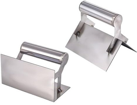 Lot de 2 truelles d'angle en acier inoxydable pour façonner les coins du mur - Grattoir de ciment - Outil de construction - Spatule