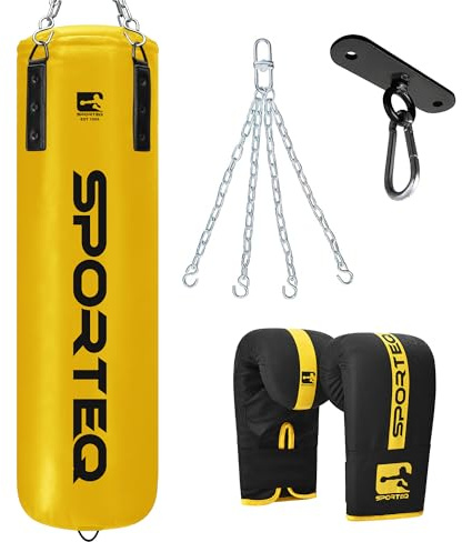 Sporteq Dyno Heavy Filled Punch Boxing Bag 3FT, 4FT & 5FT for All Ages & Genders | Punching Martial Arts Kickboxing Muay Thai Karate | Home & Commercial Gym Use