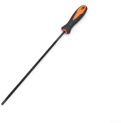 Lime ronde pour chaîne d'affûtage de chaîne de tronçonneuse – Tige de limage en acier à outils de 4,0 mm/4,8 mm/5,5 mm avec poignée en plastique, orange ou noir, longueur 290 mm, (4,8 mm)