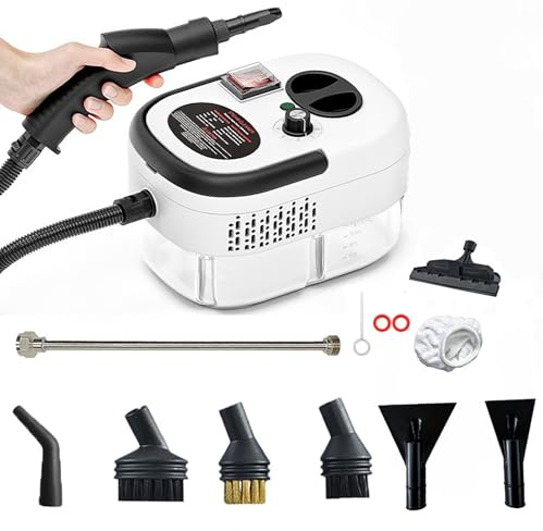 Pulitore a vapore portatile da 2500 W, con serbatoio dell'acqua da 1200 ml, per auto, aria condizionata, pavimento e cucina