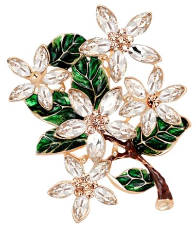 TOGEVAL Spilla a Fiore Vintage in Lega Resistente Smalto a Goccia Verde, Accessorio Floreale per Abbigliamento da Donna, per Matrimoni, Feste ed Eventi Eleganti
