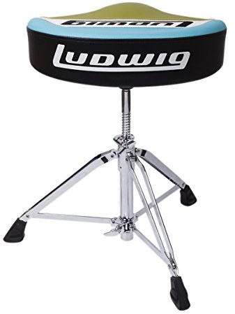 Ludwig Atlas Classic Drum Throne Saddle | Adjustable Blue/Olive Seat Drum Stool Chair | With Locking Spindle | LAC48TH