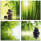ARTland Wanddeko Glasbilder Wandbild Glas Bild Set 4 teilig je 40x40 cm Quadratisch Asien Wellness Zen Spa Steine Bambus Steinpyramide Entspannung S6BJ