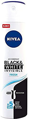 NIVEA Black & White Invisible Fresh Spray (1 x 200 ml), desodorante antimanchas de cuidado femenino, desodorante invisible para proteger la piel y la ropa